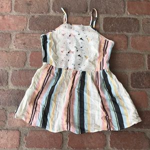 Lace Detail Pastel Stripe Peplum Tank